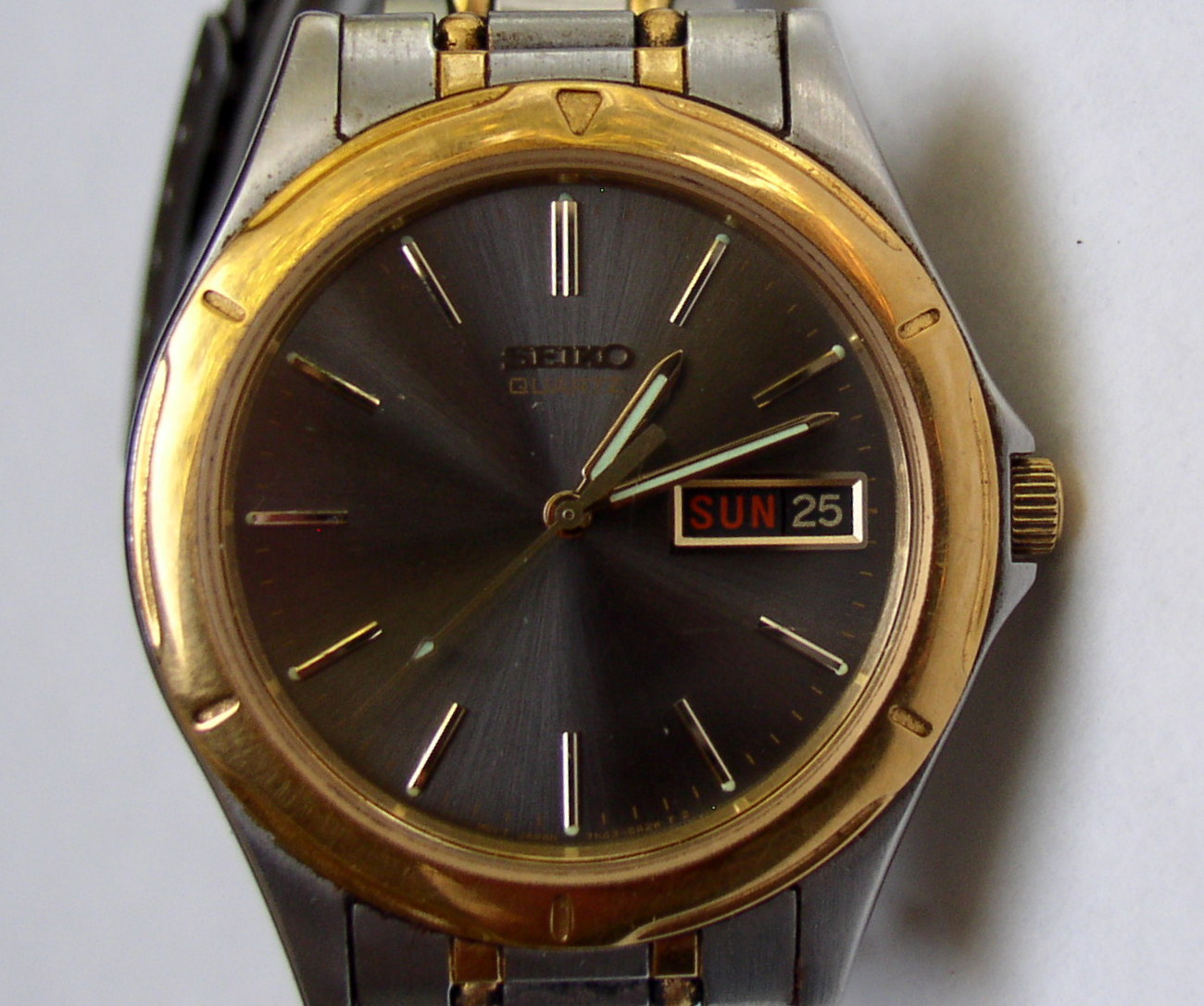 Vintage Seiko Quartz SS Day/Date Mens Watch 7N43-6A09 A4 Stainless ...
