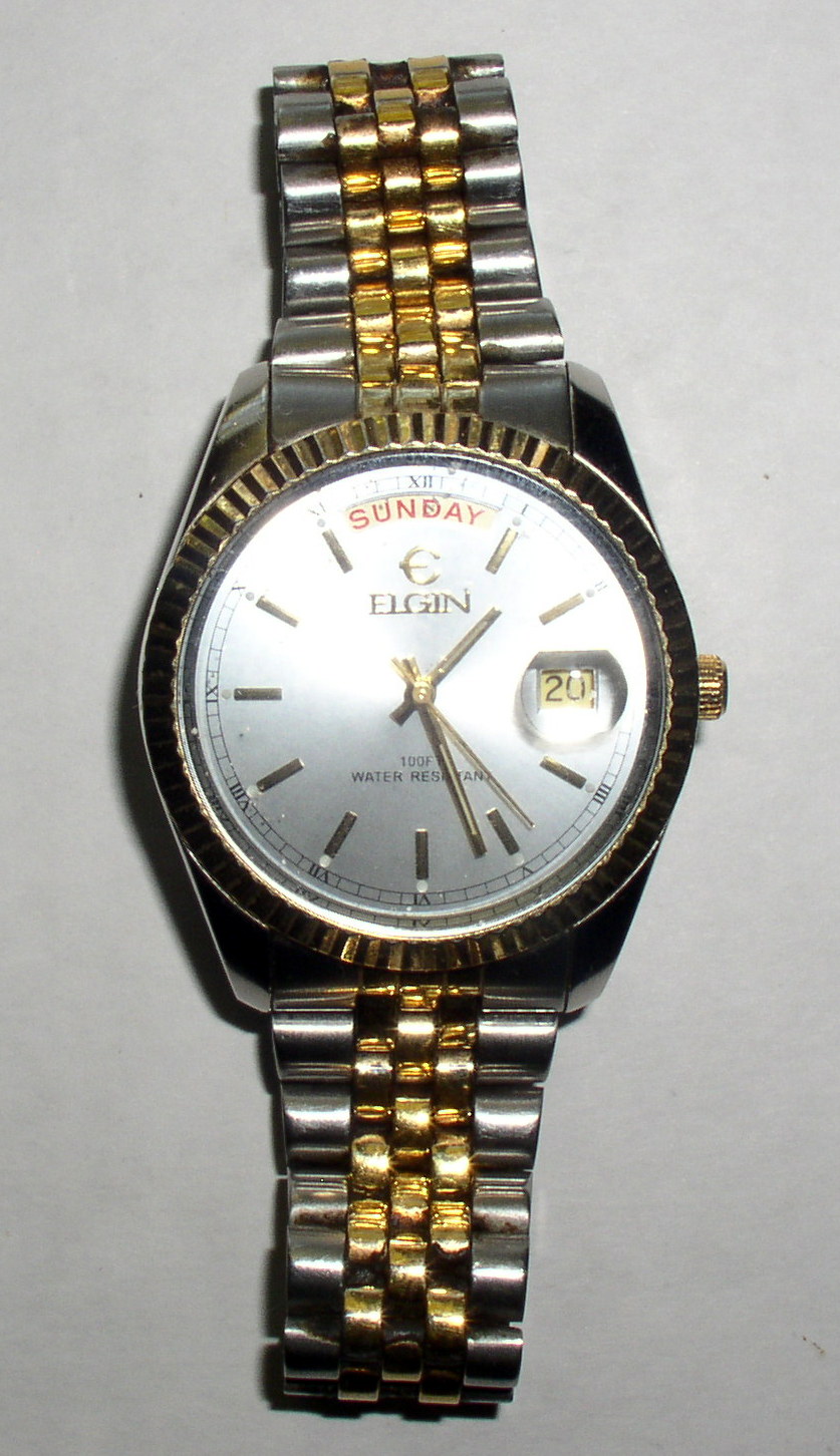 Vintage Men’s Elgin Day / Date 100 Ft Water Resistant Watch Runs FC412B ...