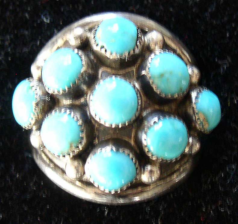 Navajo Zuni Turquoise Cluster Ring Signed Mahooty Thingery Previews