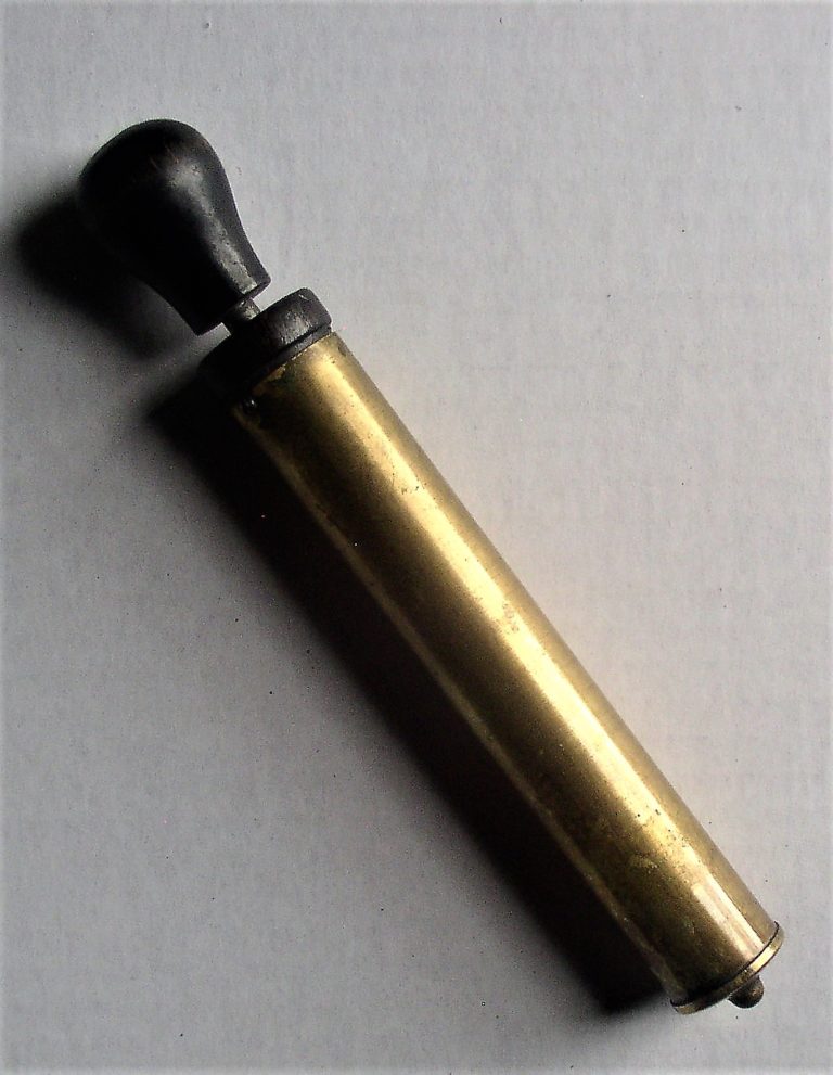 Vintage Brass 7″ Coleman Hand Air Pump for Iron, Lamp, Lantern