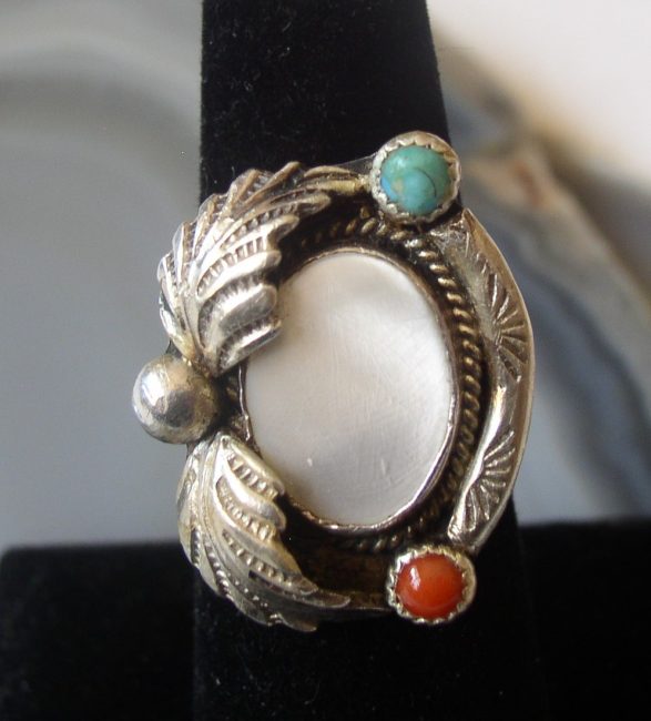 turq opal coral ring