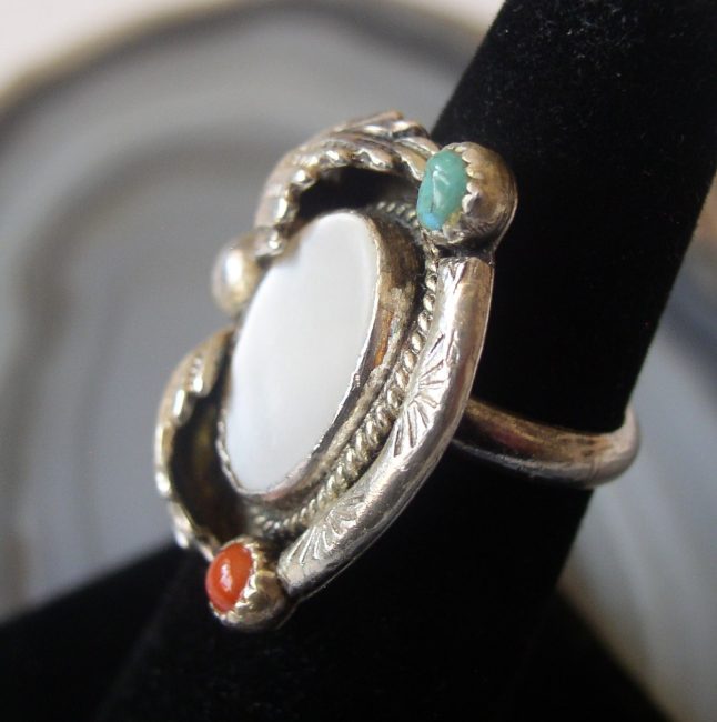 turq opal coral ring