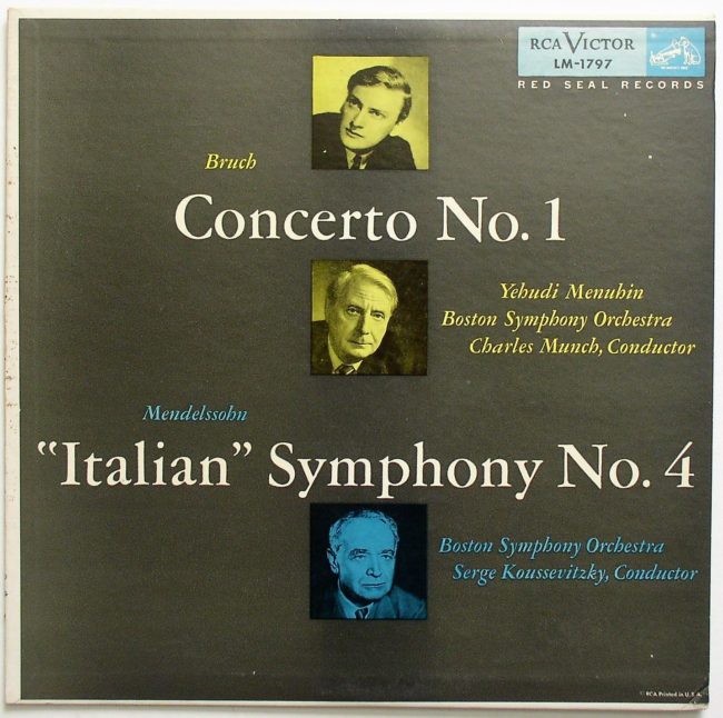 Bruch, Mendelssohn / Concerto No. 1, Symphony No. 4 LP vg 1954 - Click Image to Close